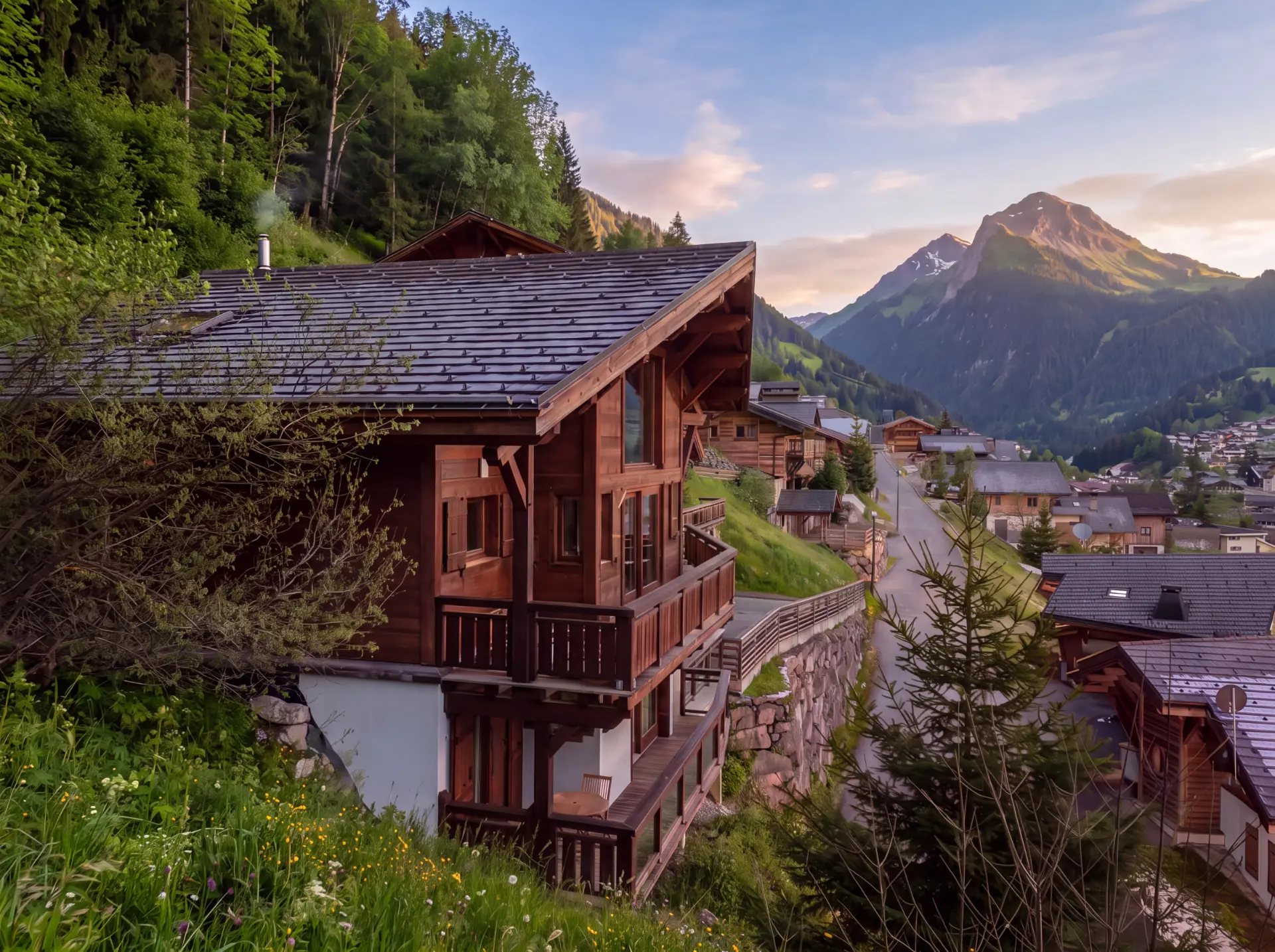 Chalet Bouton d'Or in summer overlooking the Morzine valley